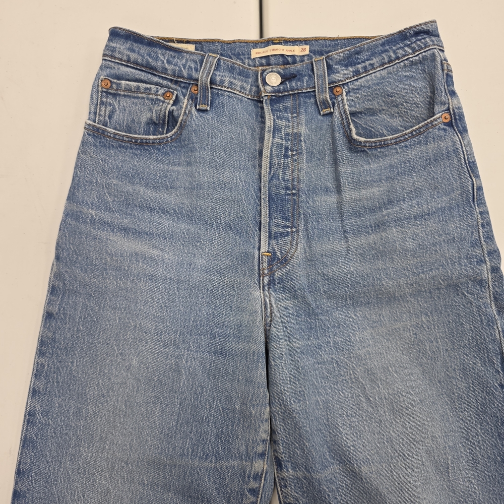 Levi's Blue Ribcage Straight Ankle Button Fly Women Jeans - Picture 2 of 9